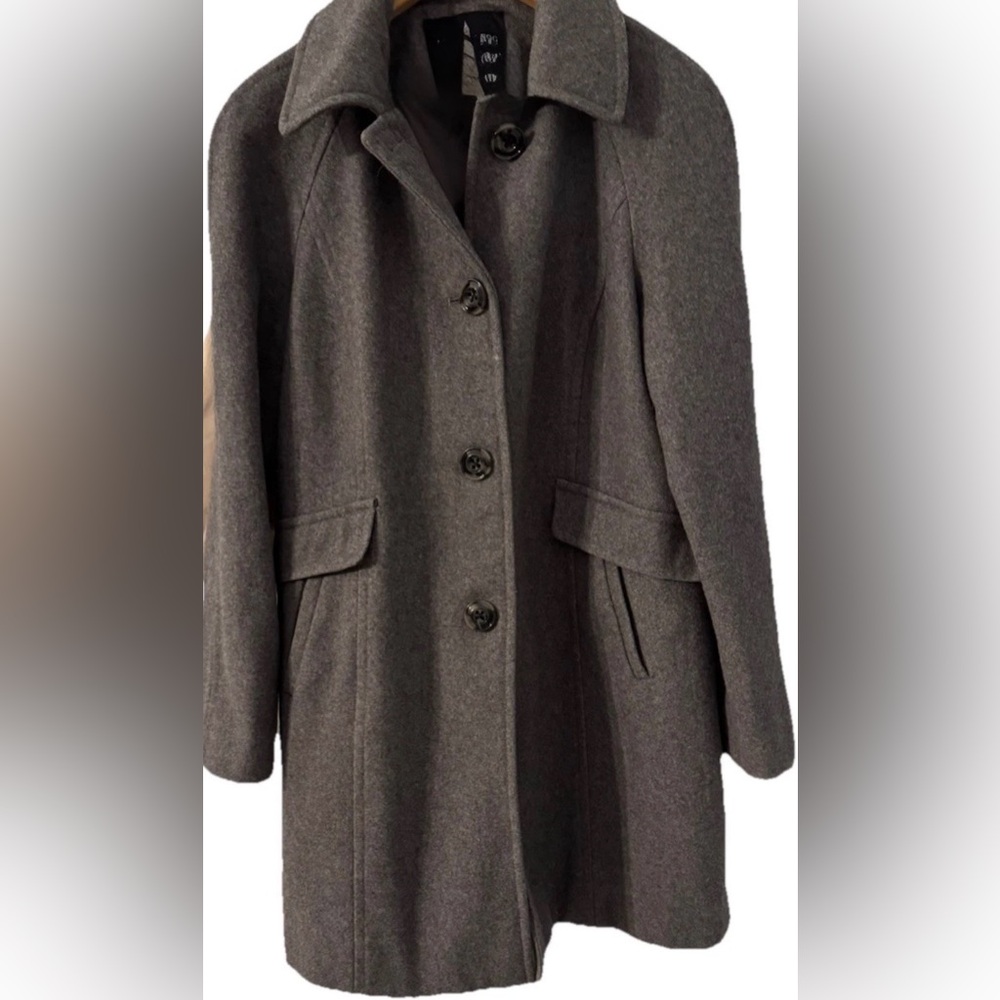 Women’s London Fog Warm Gray Lined Wool Coat Sz L VGUC